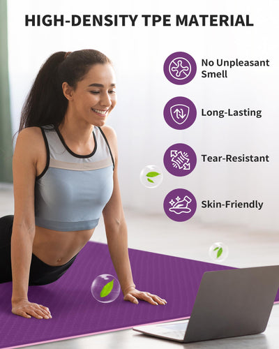 CAMBIVO Large Yoga Mat (6'x 4'), Extra Wide Workout Mat for Men and Women, Yoga Mat Thick 1/3 &1/4 Exercise Mats for Home Workout, Yoga, Pilates (Black,1/4 inch)