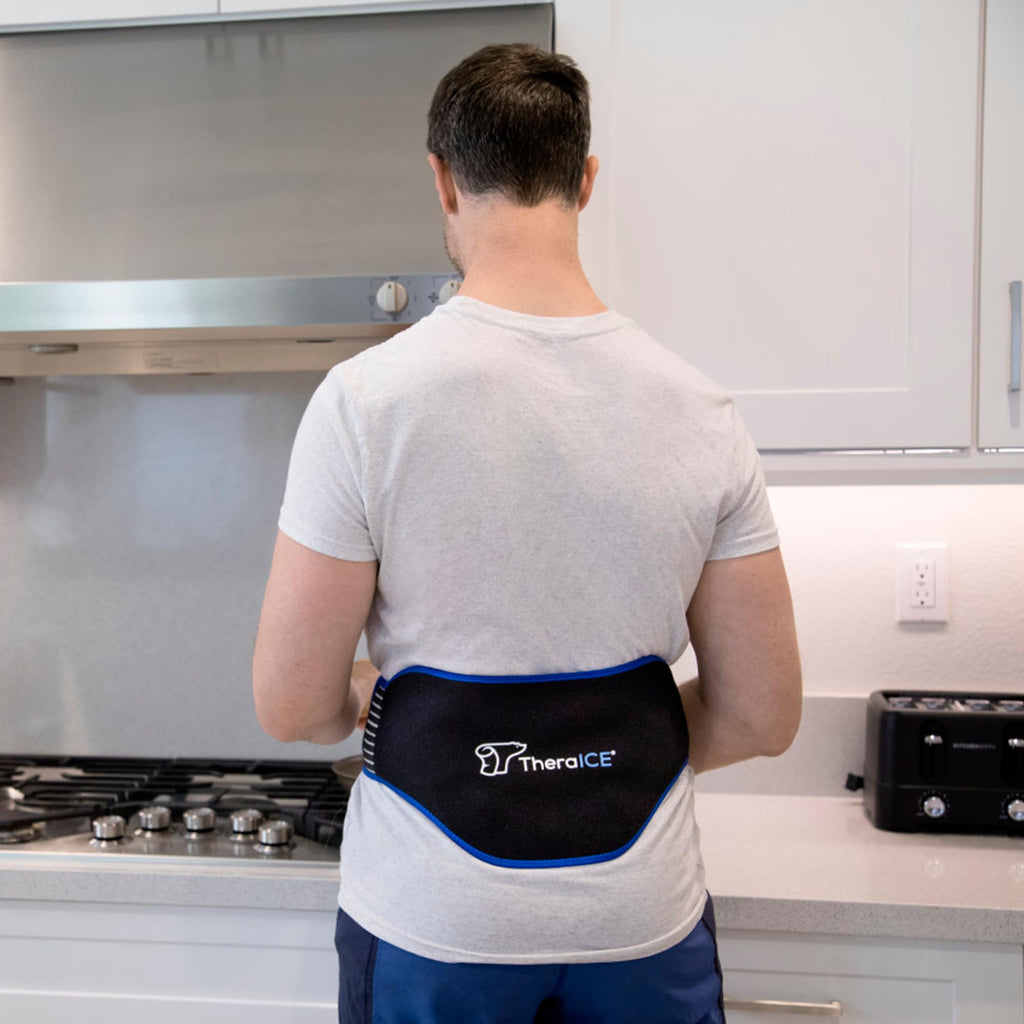 TheraICE Ice Pack for Back Brace for Lower Back Pain | 2 Hot or Cold Therapy Pain Relief Products for Sciatica, Herniated Disc., Lumbar Relief | 2 Heating Pads for Men or Women