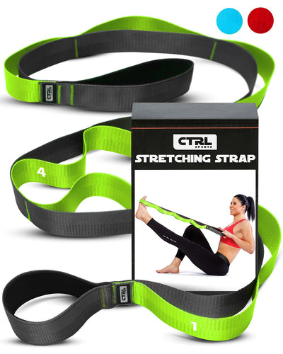 Stretching Strap with Loops - Non Elastic Stretch Band for Physical Therapy, Yoga Strap for Stretching Equipment, Stretch Bands for Exercise and Flexibility - Fascia, Hamstring & Leg Stretcher Belt