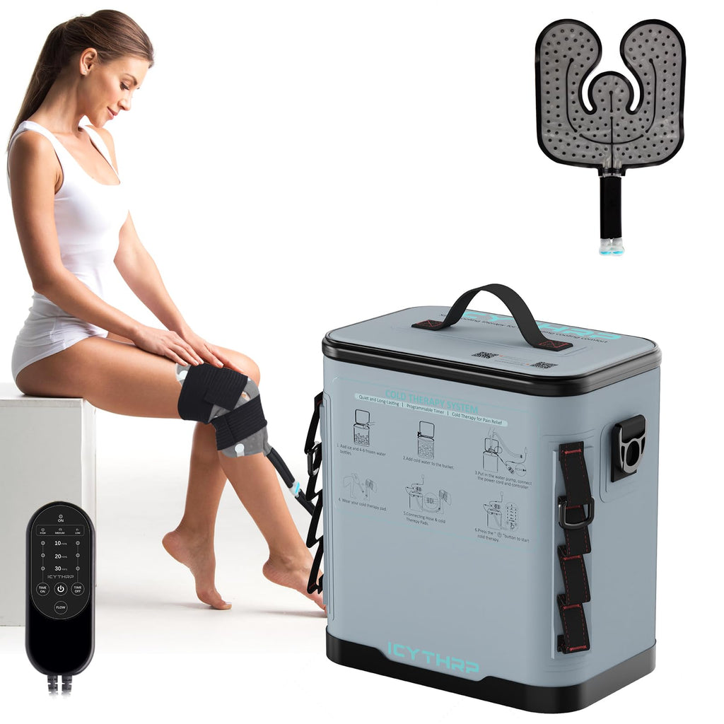 Cold Therapy Machine with Programmable Timer, Portable Ice Machine for Knee After Surgery, Knee Replacement Recovery System for Pain Relief with Compression Pad