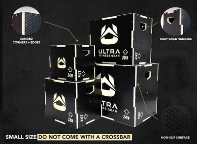 Ultra Fitness Gear Wooden Plyo Box, 31 Plyometric Jump Training Squat, Step Up, Jumps & More Workout Size S, M, L, XL