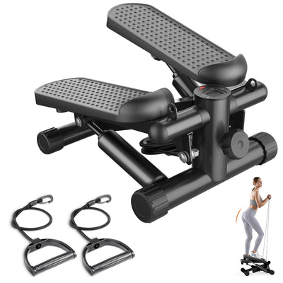 Sweetcrispy Mini Stair Steppers with Resistance Bands for Exercise at Home, Portable Exercise Twist Stepper Machine for Full Body Workout, 300LBS Capacity