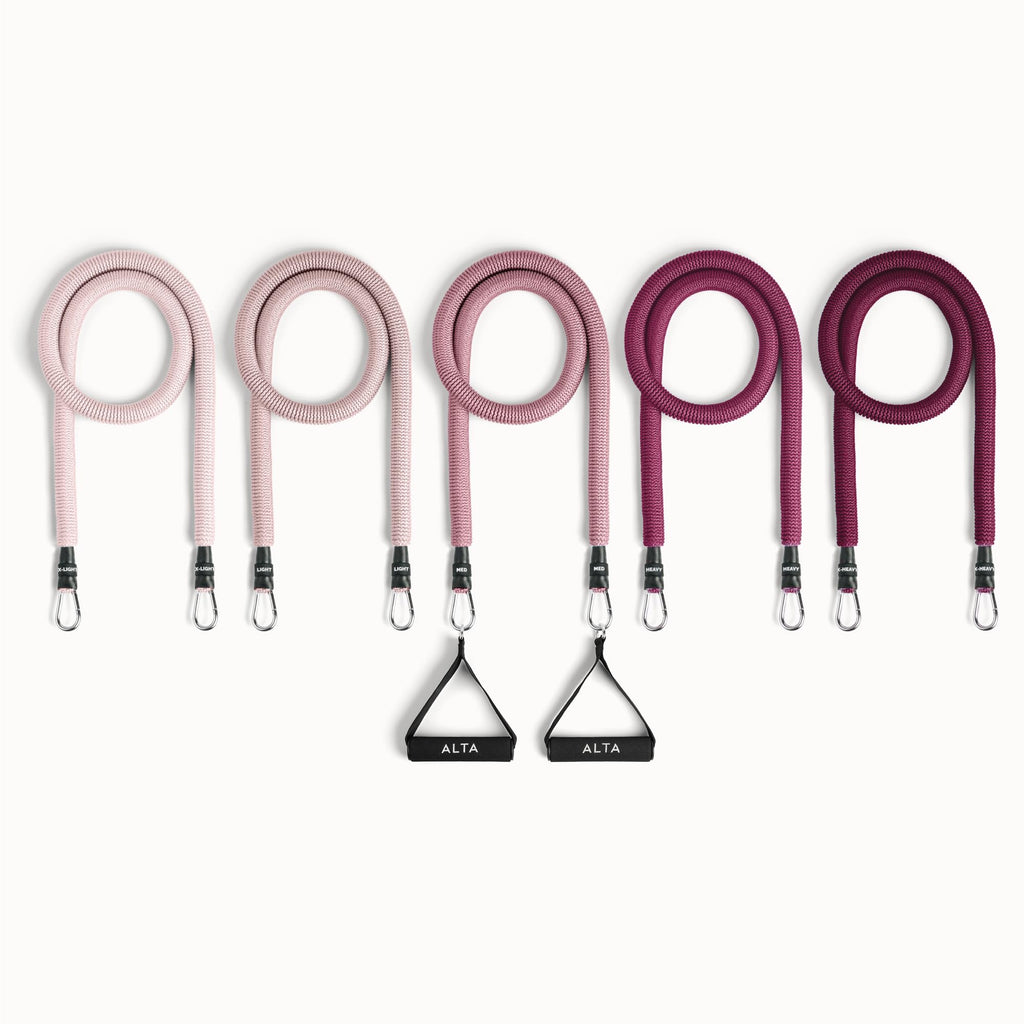 ALTA Resistance Tube Bands for Women - Full Kit Resistance Bands for Working Out with Handles, Ankle Straps, Door Anchor – Home Workout Bands for Physical Therapy, Pilates Long Exercise Bands Set