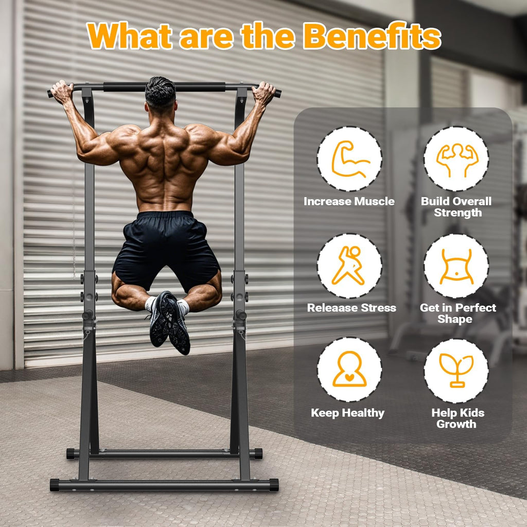 Foldable Pull Up Bar Free Standing Multi-function Power Tower Dip Bar Home Gym Strength Training Equipment 300 LBS Weight Capacity