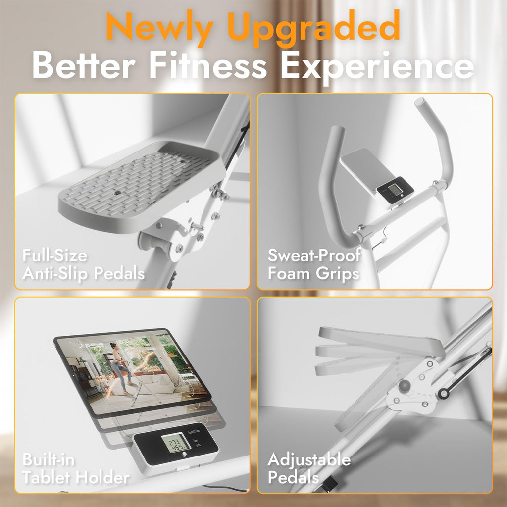 MACYO Stair Stepper for Home Workout - Full-Size Foot Pedals with Tablet Holder, Foldable Stepping Climbers, Easy Assembly, Compact Design for Cardio & Leg Training