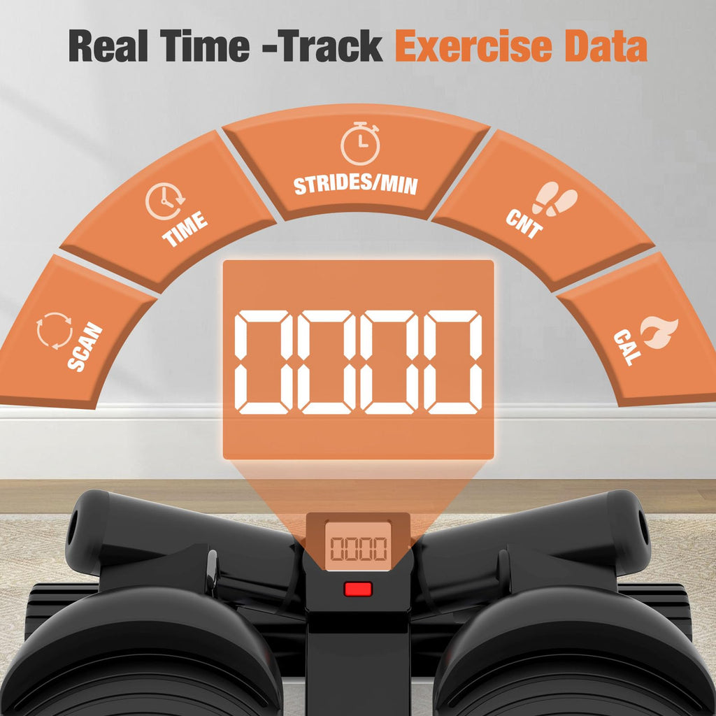 Sweetcrispy Mini Stair Steppers with Resistance Bands for Exercise at Home, Portable Exercise Twist Stepper Machine for Full Body Workout, 300LBS Capacity