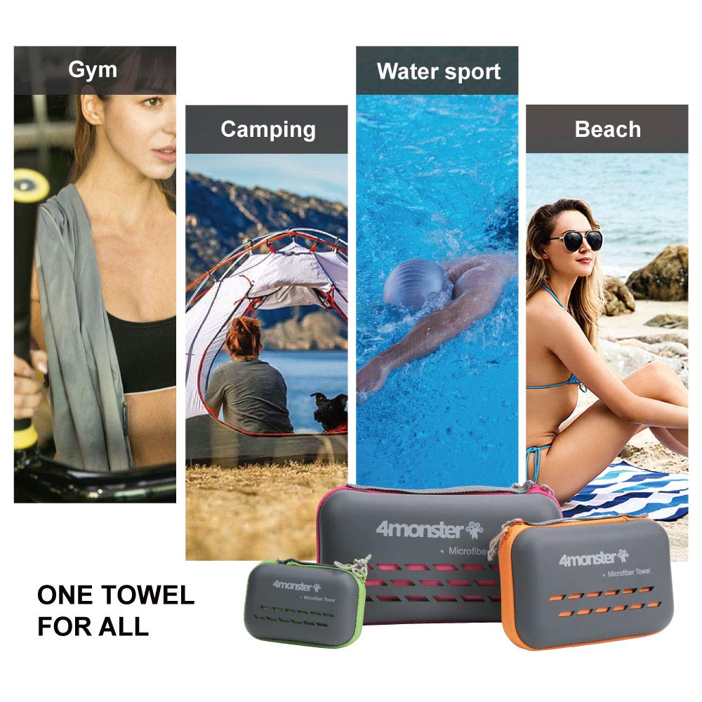 4Monster Camping Towels Super Absorbent, Fast Drying Microfiber Travel Towel, Quick Dry Ultra Soft Compact Gym Towel for Swimming Beach Hiking Yoga Travel Sports Backpack (47.00" x 23.60", Rose)