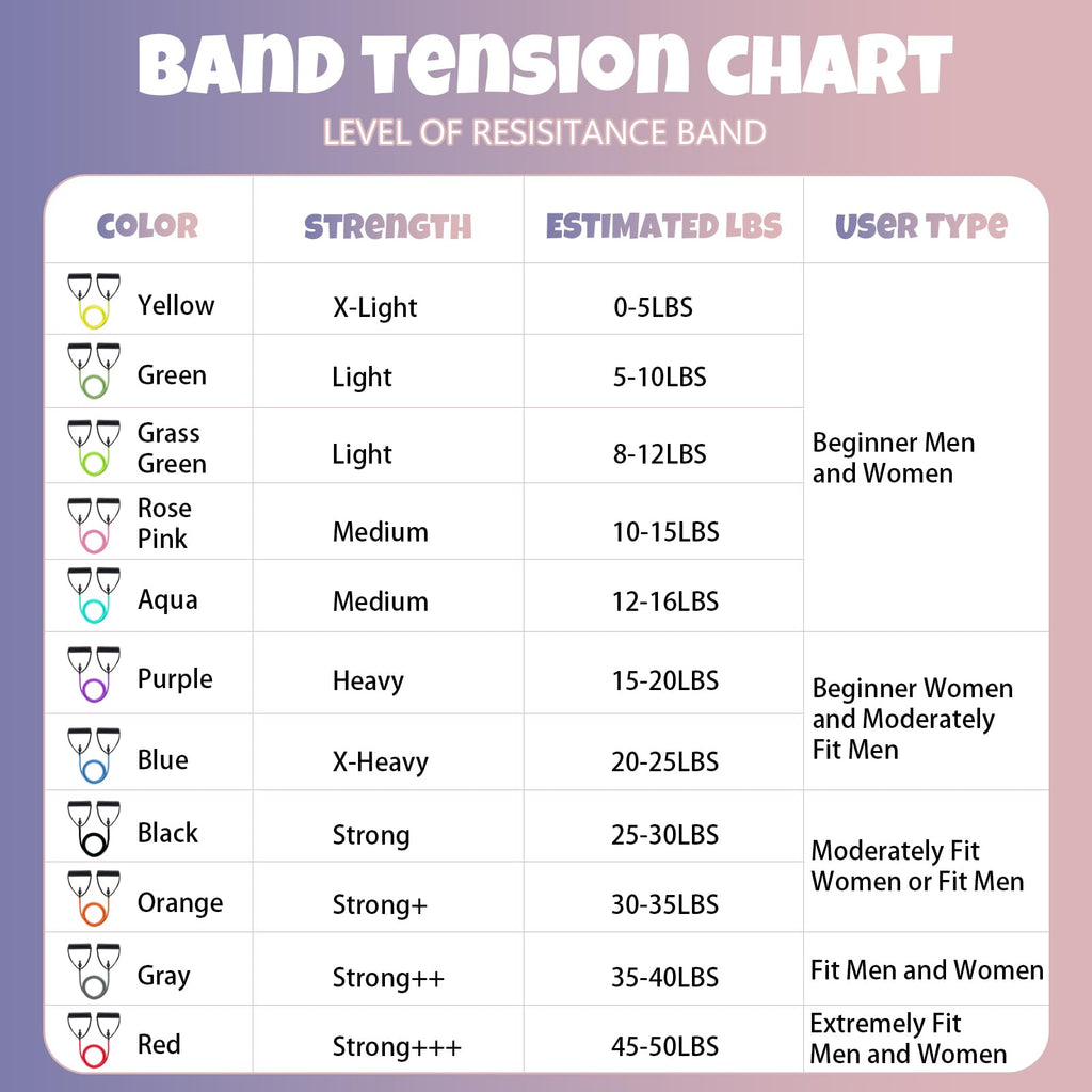 RitFit Single Resistance Exercise Band with Comfortable Handles - Ideal for Physical Therapy, Strength Training, Muscle Toning - Door Anchor and Starter Guide Included