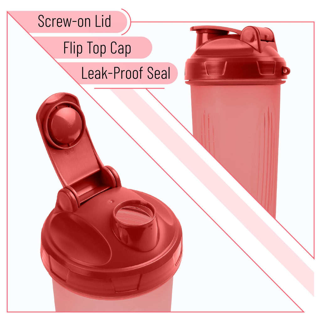 Mr. Pen- Shaker Bottles for Protein Mixes, 28 oz, 2 Pack, Light Blue & Red, Protein Shaker Bottle with Wire Whisk Ball, Blender Bottle