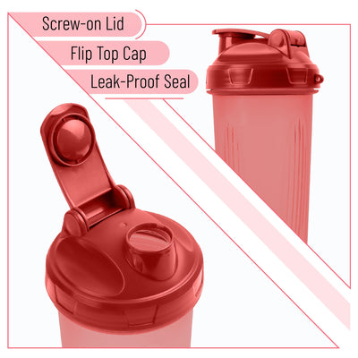 Mr. Pen- Shaker Bottles for Protein Mixes, 28 oz, 2 Pack, Light Blue & Red, Protein Shaker Bottle with Wire Whisk Ball, Blender Bottle