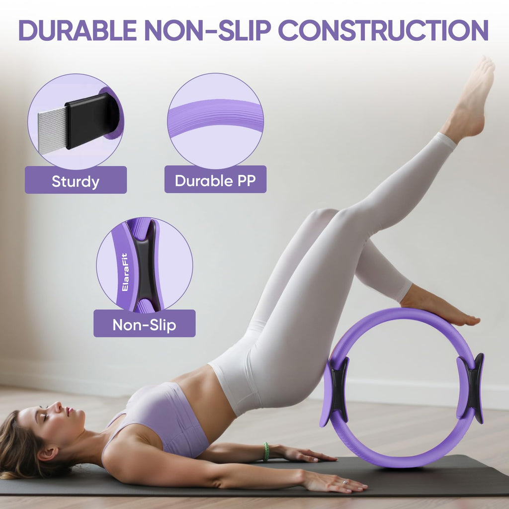 Home Pilates Kit for Women Pilates Equipment Ring and Ball Set Magic Circle Hoop with 5 Resistance Bands Compact Toning Fitness Essentials Starter Set Accessories