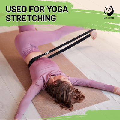 Slim Panda Yoga Strap for Stretching,Cotton Yoga Strap with Adjustable D-Ring Buckle,Non-Elastic Yoga Belt for Pilates,Gym Workouts,Physical Therapy,Improve Flexibility