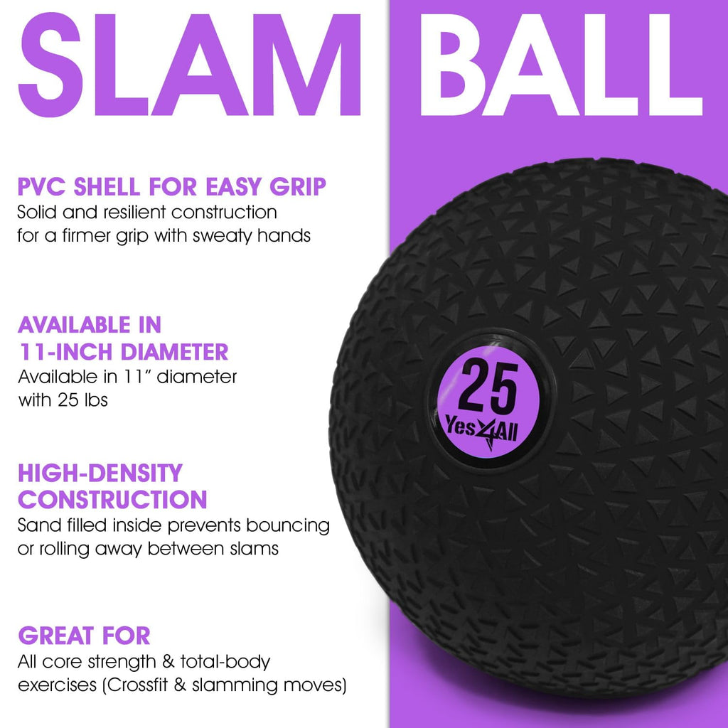 Yes4All Upgraded Fitness Slam Medicine Ball 10lbs for Strength, Power Workout | Exercise, Workout Ball | Orange Beast