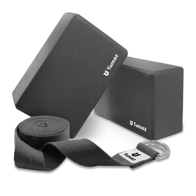 Tumaz Non-Slip Yoga Blocks 2-Pack - High Density/Lightweight EVA Foam & Natural Cork for Stability, Premium Set with E-Book Included