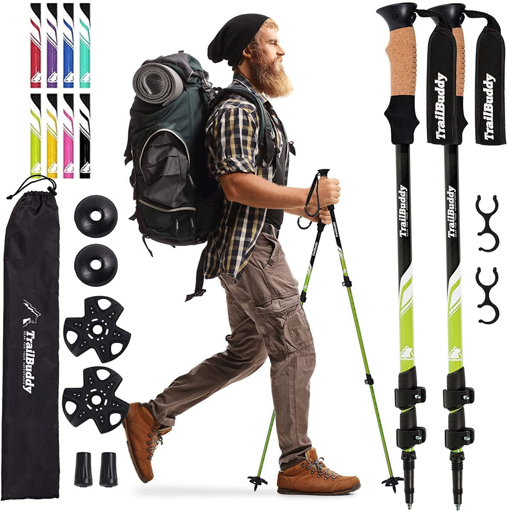 TrailBuddy Trekking Poles – Lightweight 7075 Aluminum Hiking Poles for Women, Men & Seniors – Collapsible Walking Sticks for Travel, Trails & Balance