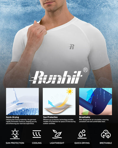 Runhit 3 Pack Men's Compression Shirts Short Sleeve Athletic T Shirt Cool Dry Workout Tops Sports Base Layer Undershirt