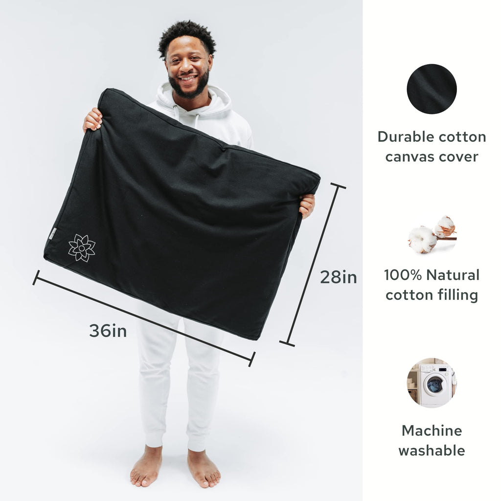 Mindful & Modern Zabuton Meditation Mat - Cotton Filled Yoga and Meditation Pad - Zabuton Meditation Cushion for Kneeling and Sitting Support - Large Rectangular Sitting Floor Pillow for Bench or Zafu