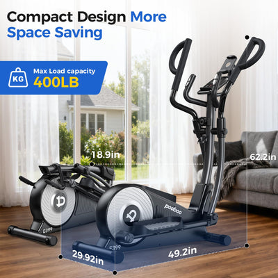 pooboo Elliptical Machine, Elliptical Exercise Machine with 16-Level Resistance&Hyper-Quiet Magnetic Driving System, Elliptical Machine for Home with LCD Monitor&15.5IN Stride, 350LBS Weight Capacity
