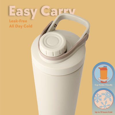 Paradise Shaker Bottle 24 oz, Insulated Stainless Steel Protein Shaker, Dishwasher Safe, with Lid Brush & Protective Boot, Leakproof Twist-Off Chug Cap, Sage Green, Tahoe Mist