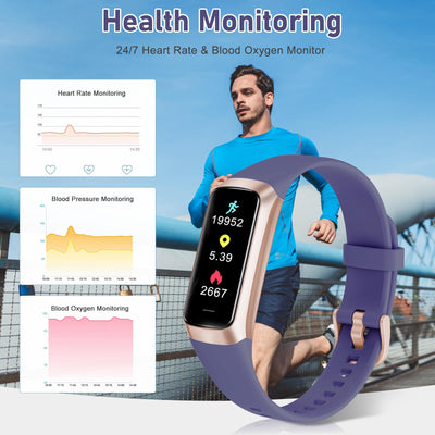 Fitness Tracker with 24/7 Heart Rate, Blood Oxygen Blood Pressure Sleep Monitor, Activity Trackers 5 ATM Waterproof,Step Calorie Counter Pedometer Health Smart Watch for Women Men Bordeaux