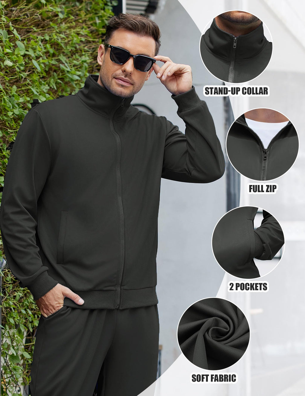 COOFANDY Men's Tracksuits Casual Sweatsuit 2 Piece Full Zip Athletic Jogging Suit Sets Sport Sweat Suit