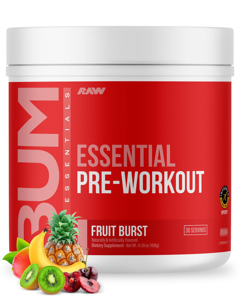 RAW Nutrition - Essential Pre - Chris Bumstead Pre Workout Formula, Sports Nutrition Pre-Workout Powders | Men & Womens Drink, Energy Powder for Working Out (Peach Mango)