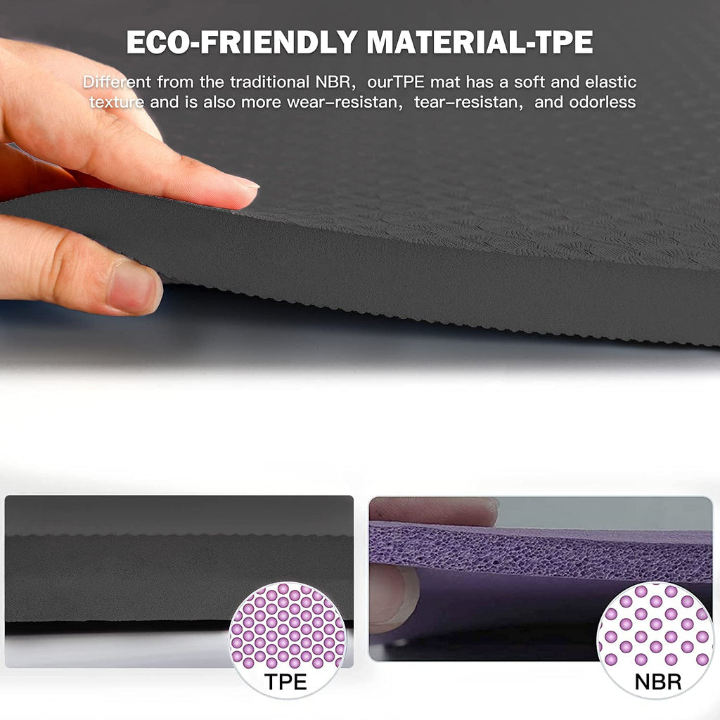 Hatha Yoga 4/5 inch TPE Yoga Mat Fitness & Exercise Mats Large Size 72"L x 32"W Non-Slip Anti-Tear For Women Men