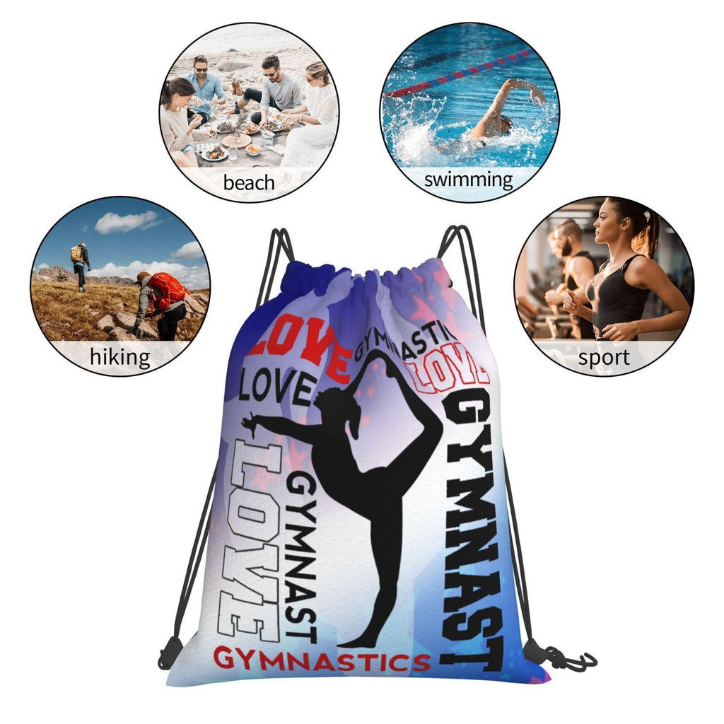 Gymnastics Drawstring Backpack Light Gym String Bag Pink Water Resistant Sackpack Sport Yoga Daypack For Womens Mens