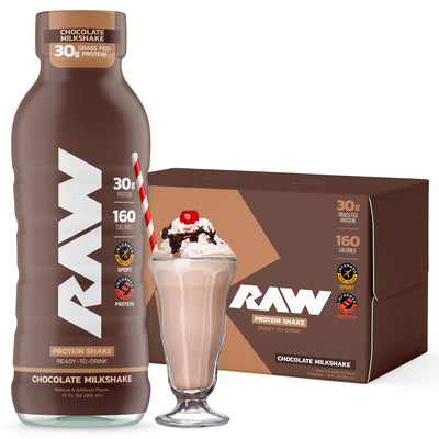 RAW Ready-to-Drink Protein Shake, Vanilla - RTD Protein Drinks with Grass-Fed Whey Protein Isolate for Post-Workout - Zero-Sugar & Gluten-Free Meal Replacement Drink & Breakfast Shake, 12 Fl Oz