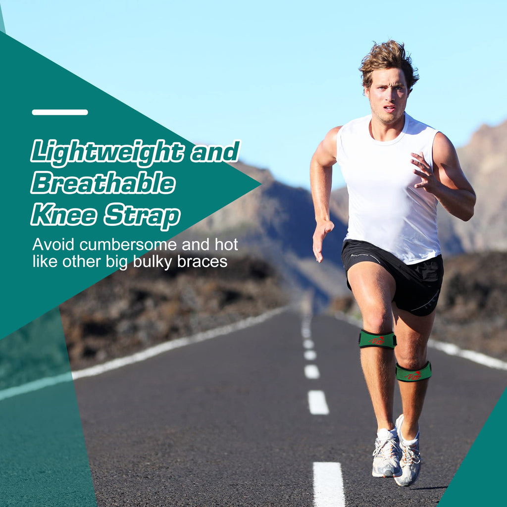 IPOW 2 Pack Knee Pain Relief & Patella Stabilizer Knee Strap Brace Support for Hiking, Soccer, Basketball, Running, Jumpers Knee, Tennis, Tendonitis, Volleyball & Squats, Black