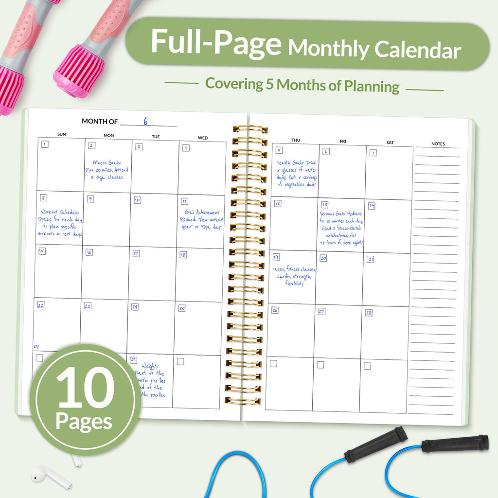 Fitness Journal Workout Planner for Women & Men, A5 (6.4" x 8.3") Workout Journal Log Book Planner Gift for Track Gym Essentials, Home Workouts, Track Progress, Achieve Wellness Goals, Pink