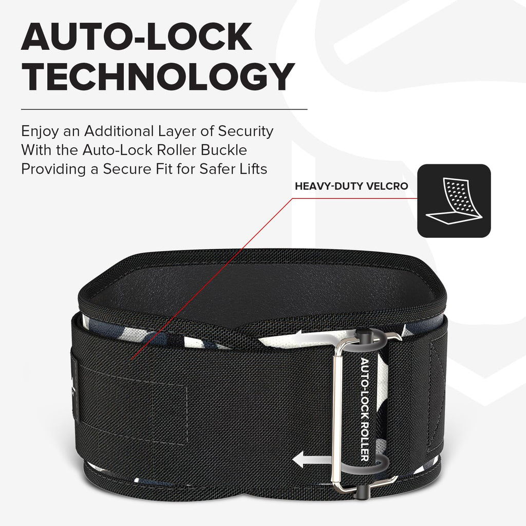 Weightlifting Belt For Men and Women - 6 Inch Auto-Lock Weight Lifting Back Support, Workout Back Support for Lifting, Fitness, Cross Training and Powerlifitng