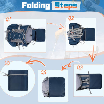 RAINSMORE Foldable Hiking Backpack for Women Men Packable Camping Backpack 40L Waterproof Hiking Daypack Bag Lightweight Collapsible Daypack for Travel Trekking Mountaineering Large Capacity Black