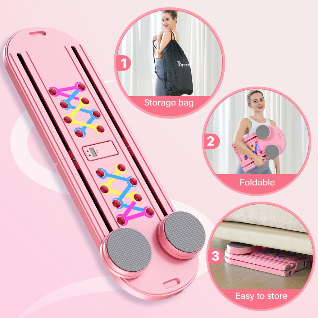 Pilates Board, Pilates Reformer Set, 7 in 1 Multifunctional Pilates Reformer Machine with Timer, Portable Foldable Pilates Board for Home Workout, Pilates Kit with Storage Bag