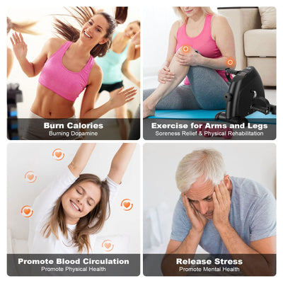 Mini Exercise Bike, AGM Under Desk Bike Pedal Exerciser Foot Cycle Arm & Leg Pedal Exerciser with LCD Screen Displays