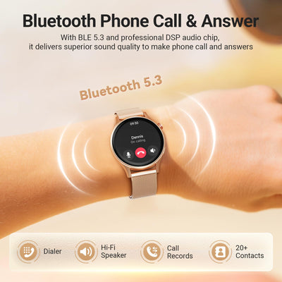 Fitpolo Smart Watch for Women,1.3" AMOLED Touchscreen Fitness Tracker, Make/Answer Calls, Heart Rate SpO2 Monitor, IP68 Waterproof, Sleep & Activity Tracking Smartwatch for Android Phones iPhone