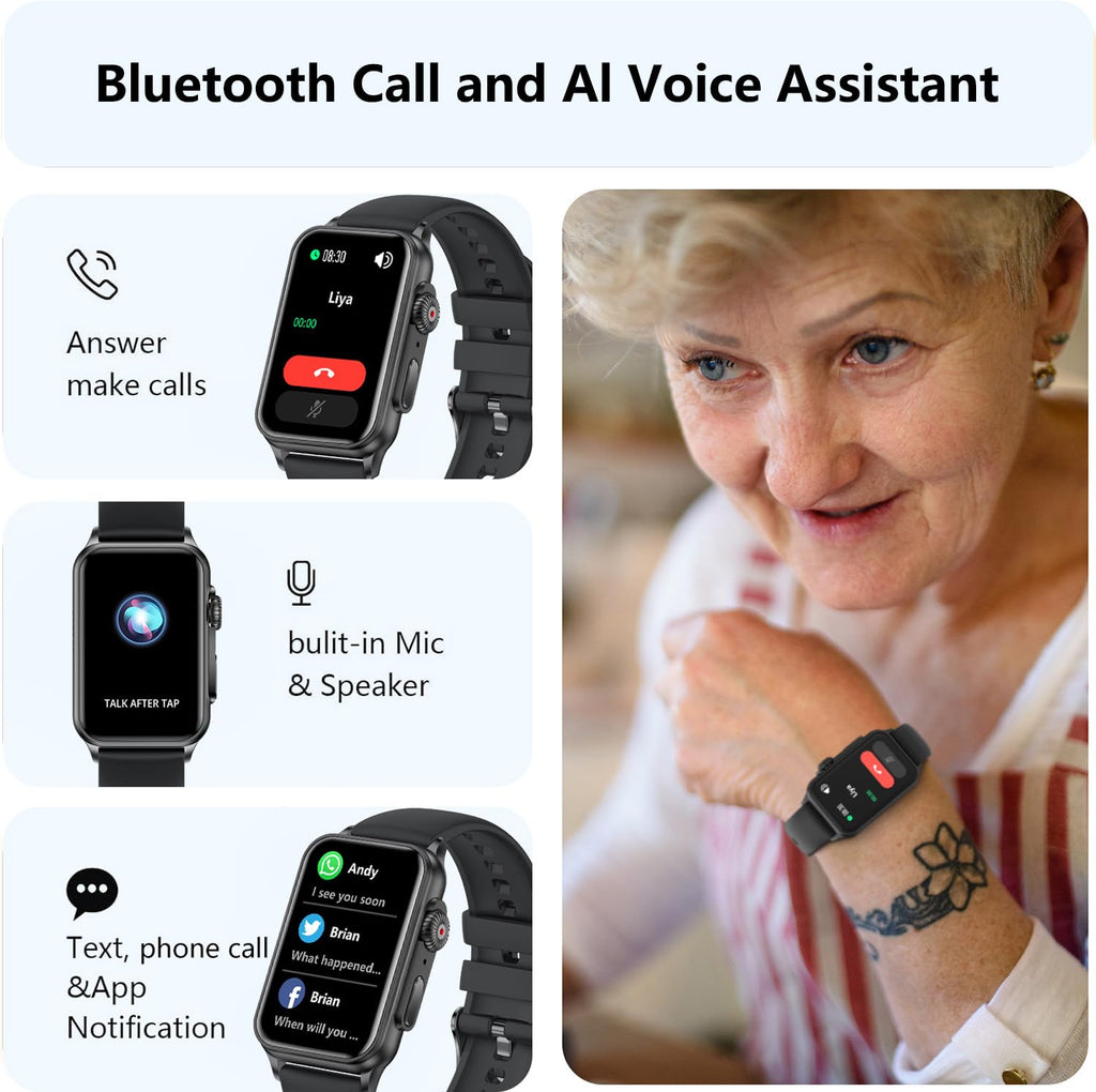 FITVII Nexa Fitness Tracker Answer/Make Calls, Smart Watch with Blood Pressure, Blood Oxygen, 24/7 Heart Rate Monitor, 120+ Sport Mode Activity Tracker with Step Counter, Sleep Tracker for Women Men