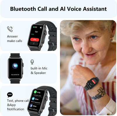 FITVII Nexa Fitness Tracker Answer/Make Calls, Smart Watch with Blood Pressure, Blood Oxygen, 24/7 Heart Rate Monitor, 120+ Sport Mode Activity Tracker with Step Counter, Sleep Tracker for Women Men