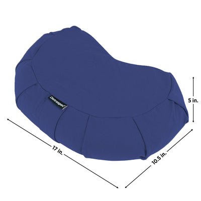 Retrospec Sedona Zafu Meditation Cushion with Buckwheat Hull Fill - Adjustable Yoga & Pilates Equipment Support - 17in Crescent Cotton Cover