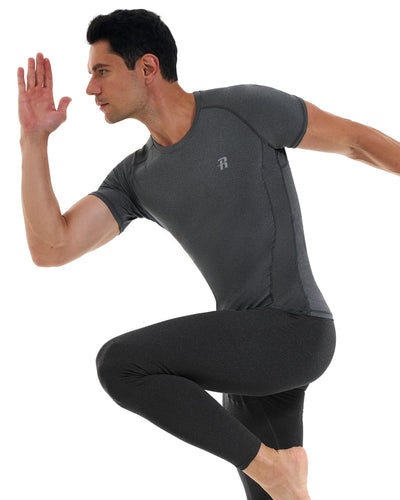 Runhit 3 Pack Men's Compression Shirts Short Sleeve Athletic T Shirt Cool Dry Workout Tops Sports Base Layer Undershirt