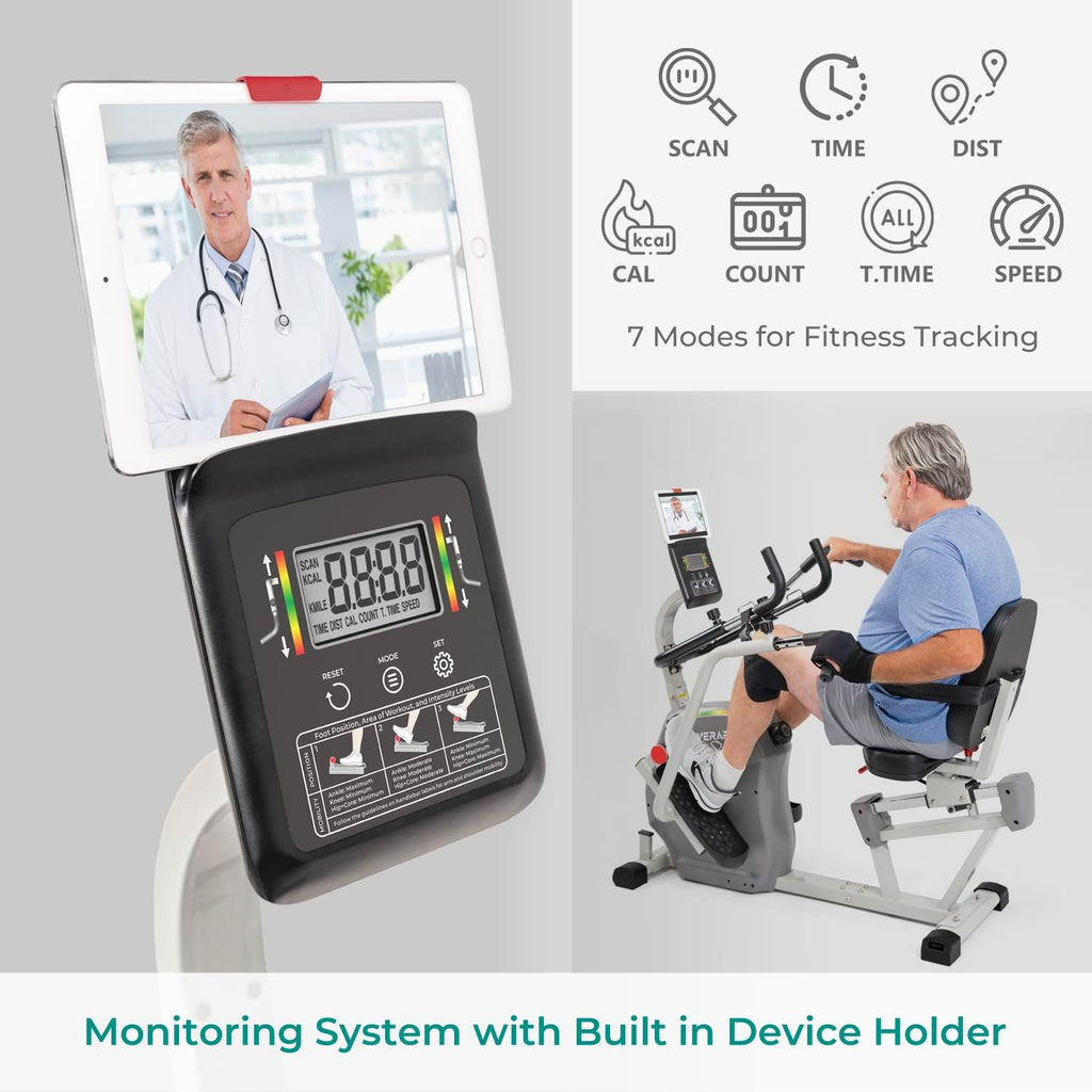 by Innova RCT2025 Recumbent Cross Trainer with Swivel Seat & Leg Harness, White/Gray/Black