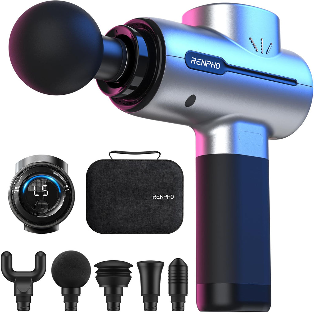 RENPHO Massage Gun Deep Tissue, Christmas Birthday Gifts for Women Men, Portable Percussion Massager for Back and Neck, Handheld Device with Carry Case, Active