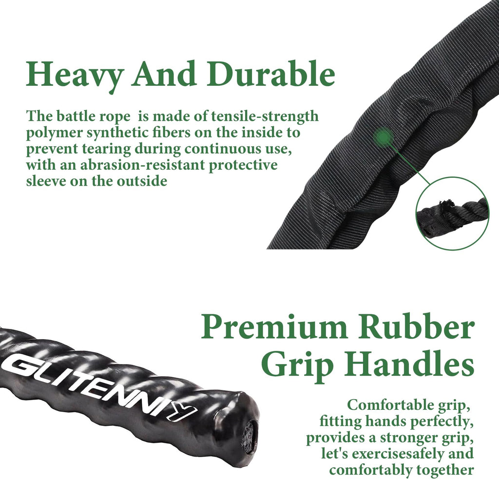 Battle Ropes Black Workout Rope 1 inch Battle Ropes for Home Gym 30ft Exercise Ropes for Working Out Heavy Ropes for Exercise Training Weighted Rope Weighted Workout Rope Battle Rope