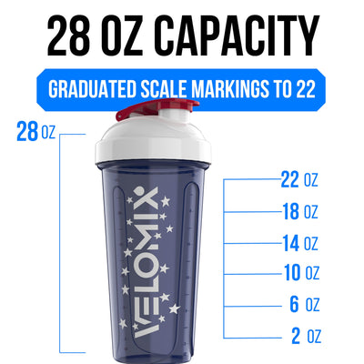 VELOMIX -2 Pack- 28 oz Protein Shaker Bottles for Protein Mixes - 2x Wire Whisk | Leak Proof Shaker Cups for Protein Shakes | Protein Shaker Bottle Pack (Black/Transparent)