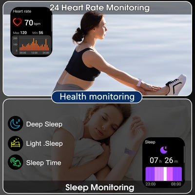 Smart Watch for Men Women(Answer/Make Calls), 1.95" HD Touch Screen Fitness Watch with Sleep Heart Rate Monitor, 110+ Sports Modes, IP68 Waterproof Activity Trackers Compatible with Android iOS, Black