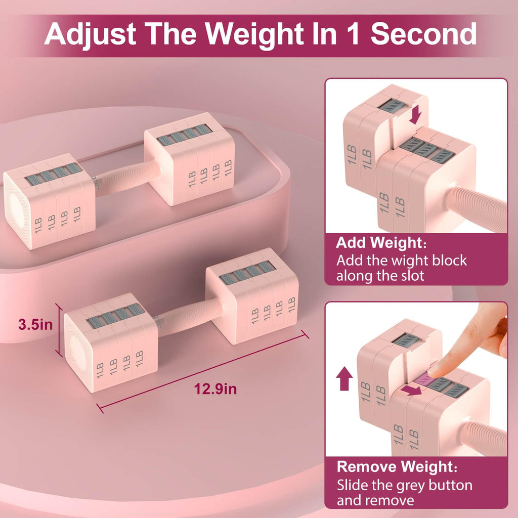 22LBS Adjustable Dumbbells Set, Hand Weights Sets with 5 Levels 3lb, 5lb, 7lb, 9lb, 11lb, Adjustable Weight Dumbbells for Women/Men Home Gym Full Body Workout