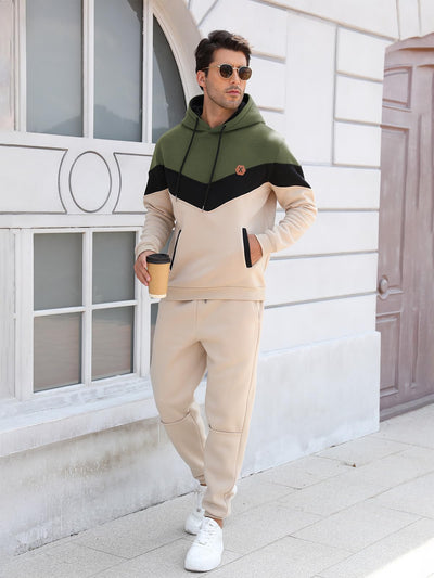 Mens Hoodie Tracksuit Set 2 Pieces Athletic Fleece Hooded Sweatsuit Casual Outfit Sweatshirt and Joggers Set