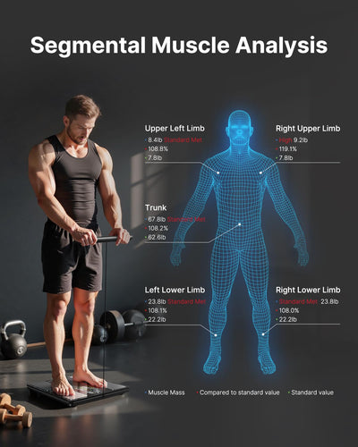 FITINDEX Smart Scale for Body Weight, Body Composition Analyzer with 8-Electrode Large Platform for Weight, BMI, Fat, Muscle Mass, Segmental Muscle Analysis, High Precision, 400 lbs