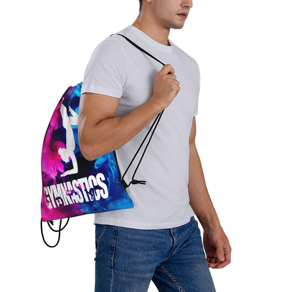 Gymnastics Drawstring Backpack Light Gym String Bag Pink Water Resistant Sackpack Sport Yoga Daypack For Womens Mens