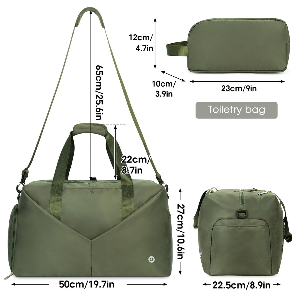 Ceneda 20" Gym Bag for Women with Wet Pocket & Shoe Compartment, Lightweight Duffel Waterproof Carry On Duffle for Travel, Yoga, Overnight (Green)